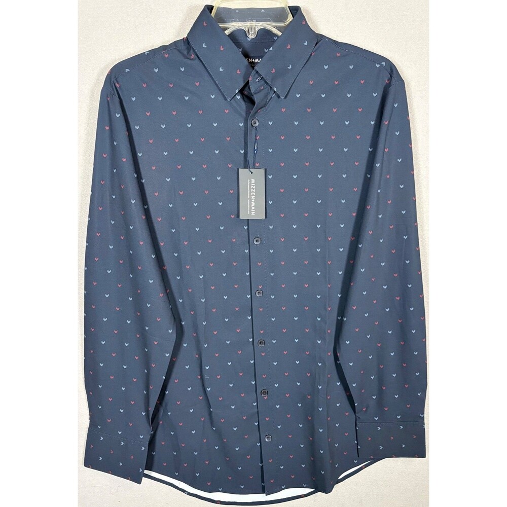 NWT Mizzen Main Lightweight Leeward Shirt Mens S  Trim Fit Geometric Button Up